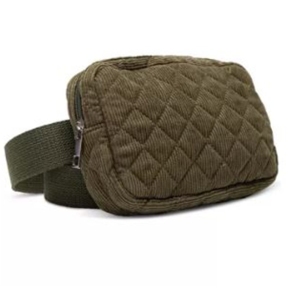 Corduroy Quilted Sling Belt Bag/Fanny Pack - Size Small-Medium